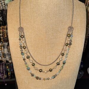 AVD Multi-Layered AB Glass and Freshwater Pearl Necklace